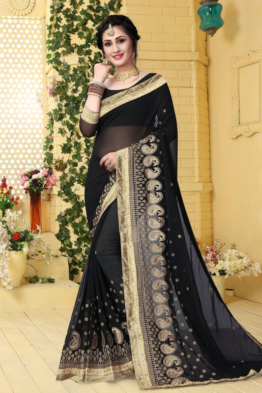 Black Colour Georgette Designer Saree LC1121549