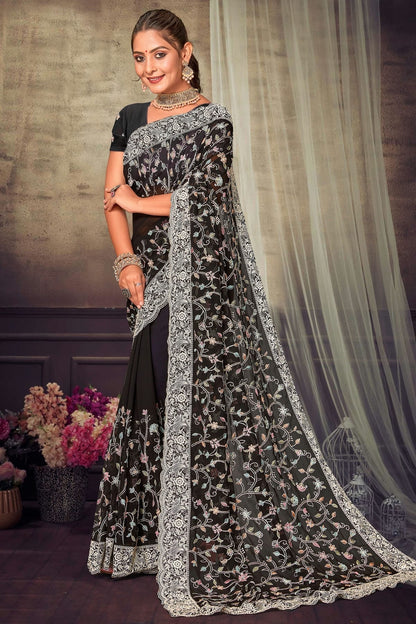 Black Colour Georgette Designer Saree LC1121550