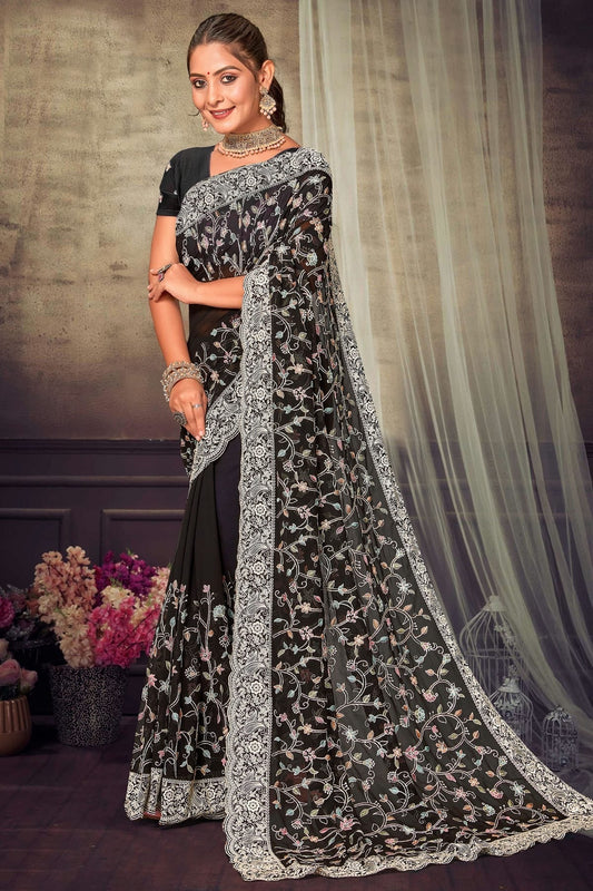 Black Colour Georgette Designer Saree LC1121550