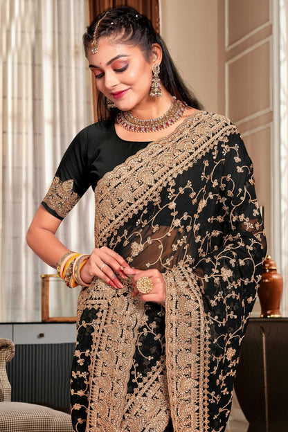 Black Colour Georgette Designer Saree LC1121719 A