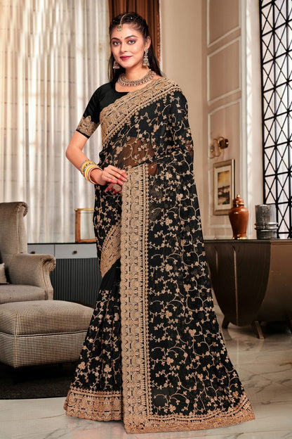 Black Colour Georgette Designer Saree LC1121719