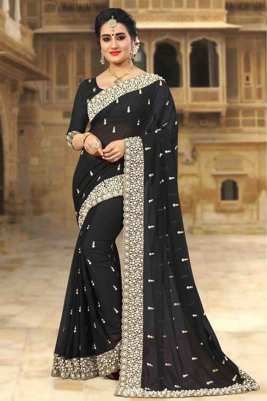 Black Colour Georgette Designer Saree SD1090009