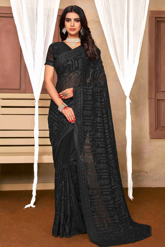 Black Colour Georgette Designer Saree SD1090508