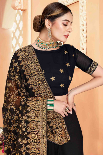 Black Colour Georgette Designer Saree SD1090562 A