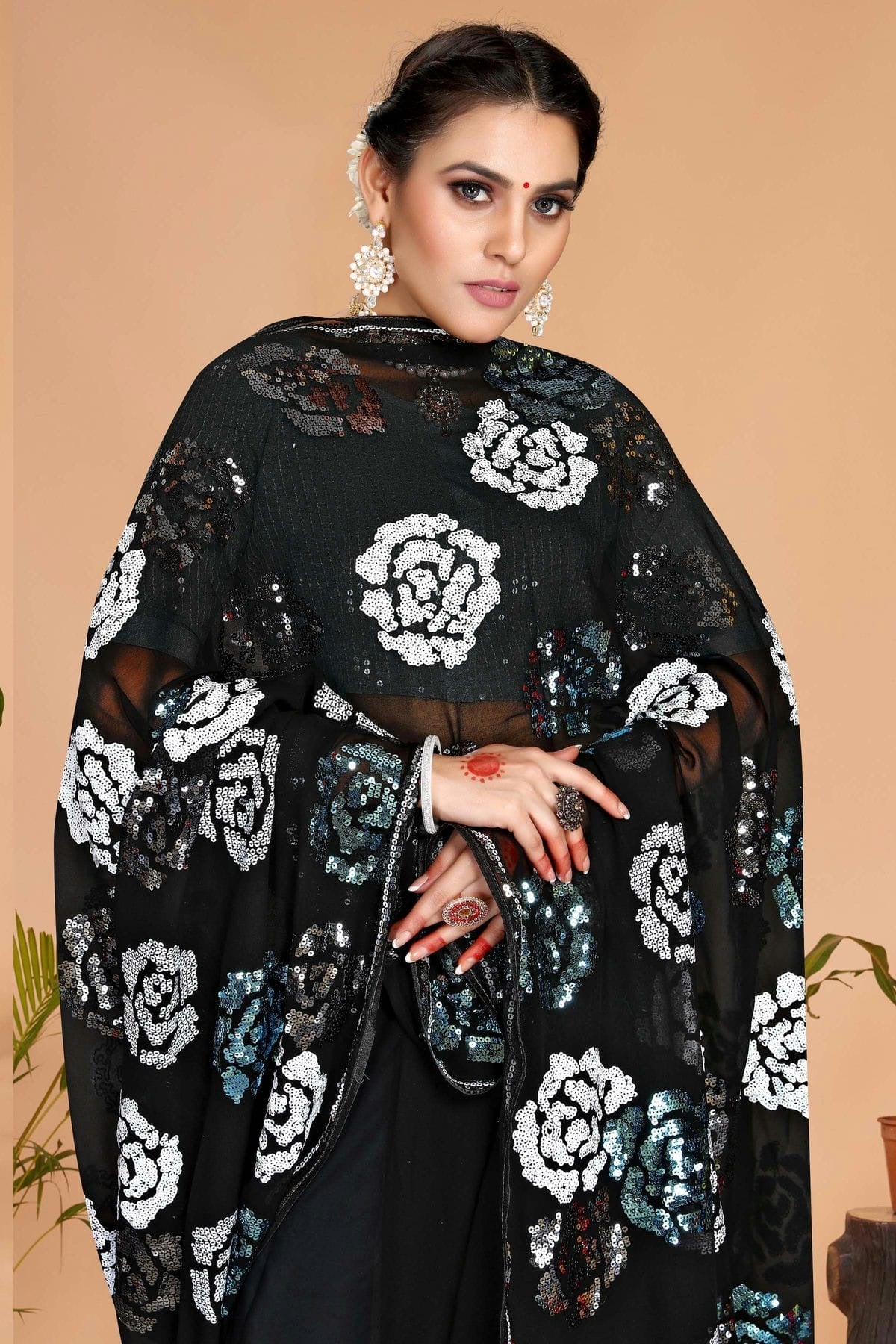 Black Colour Georgette Designer Saree SD1091117 A