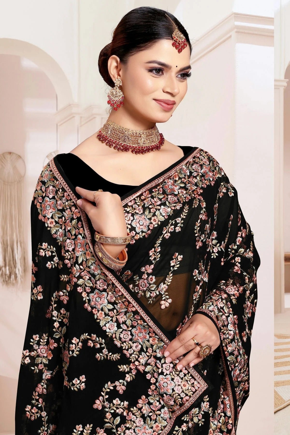 Black Colour Georgette Designer Saree SD1091179 A