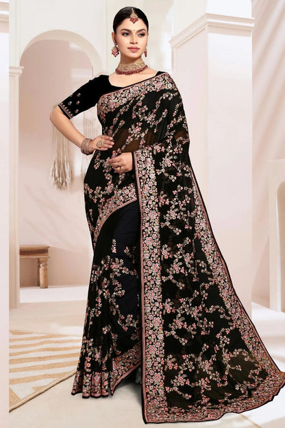 Black Colour Georgette Designer Saree SD1091179