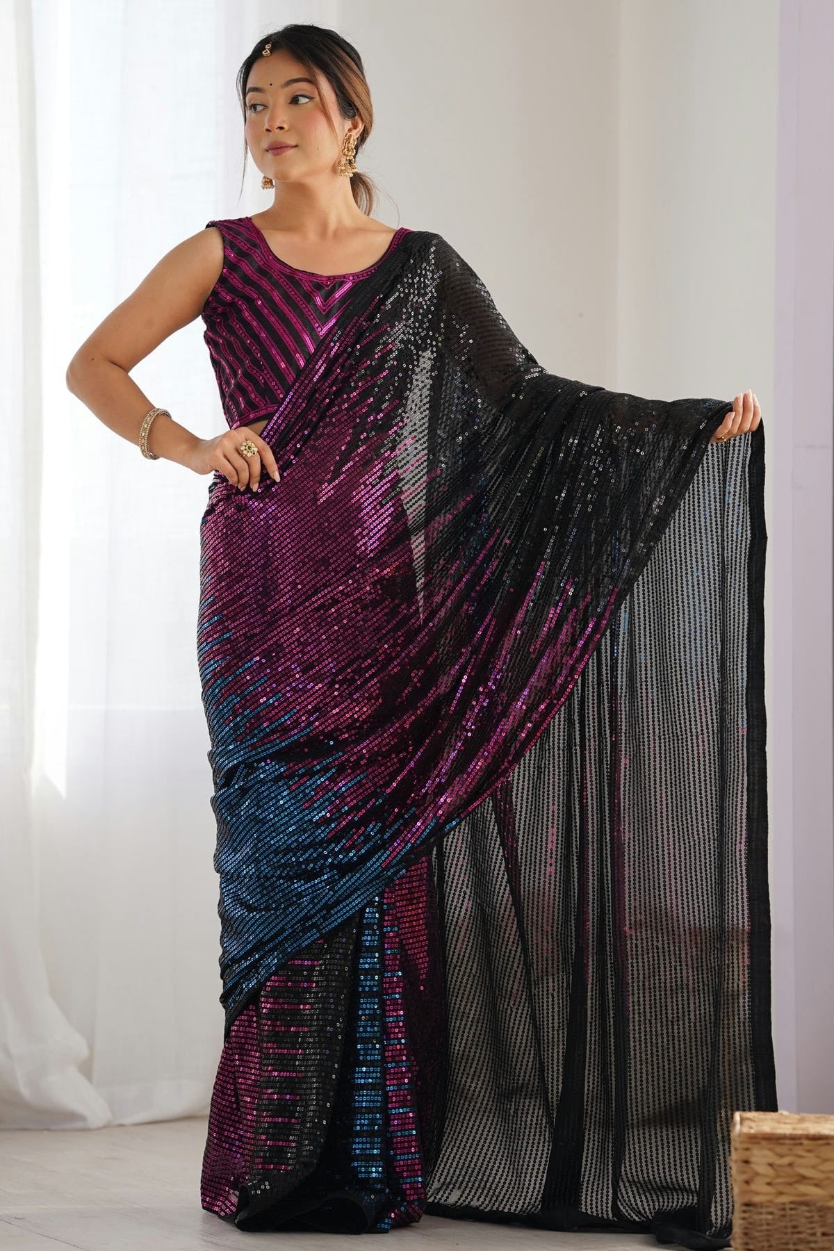 Black Colour Georgette Designer Saree SD1111947