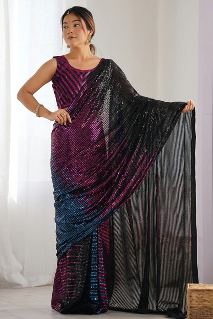 Black Colour Georgette Designer Saree SD1111947