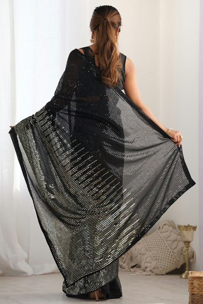 Black Colour Georgette Designer Saree SD1111952 A
