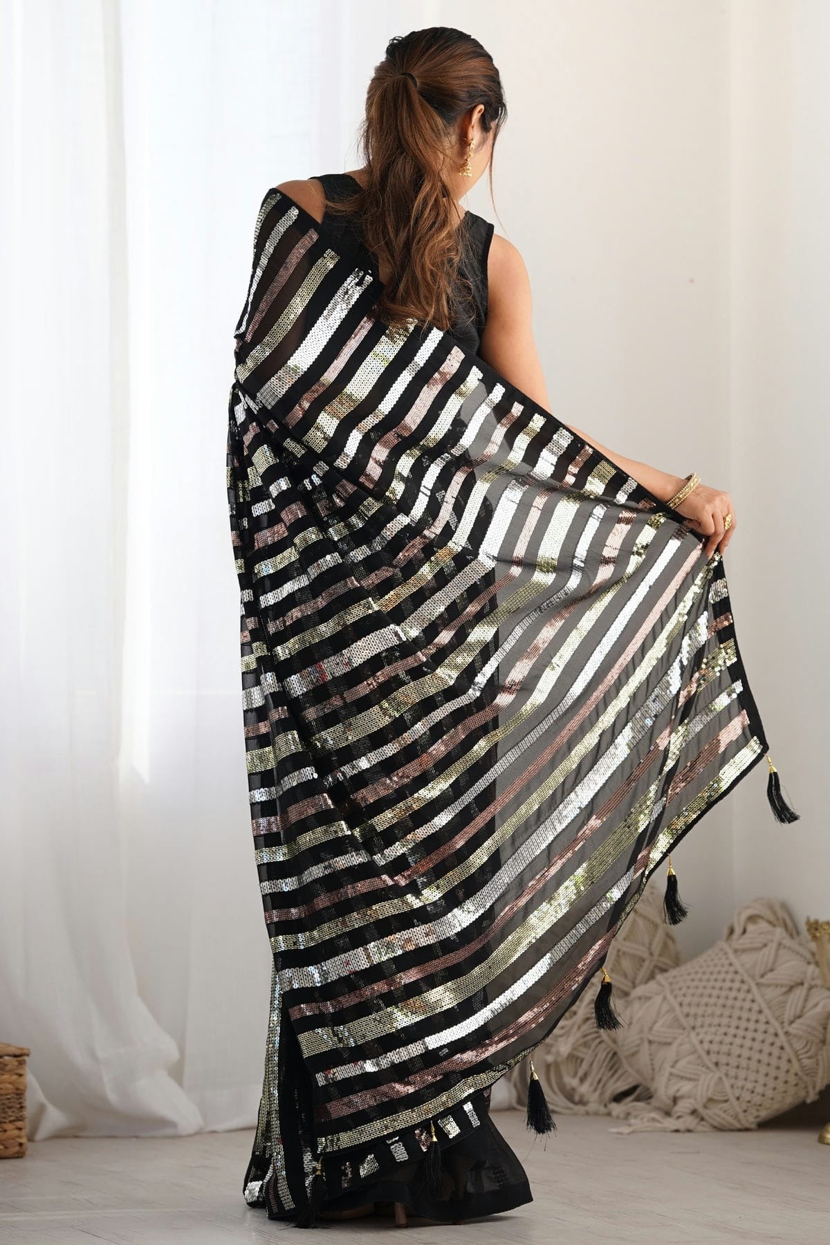 Black Colour Georgette Designer Saree SD1112105 A