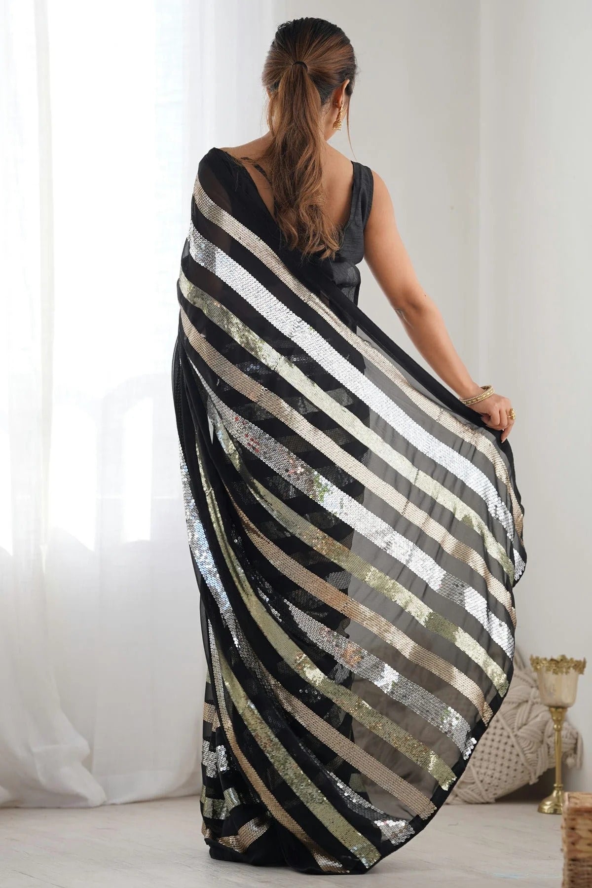 Black Colour Georgette Designer Saree SD1112106 A