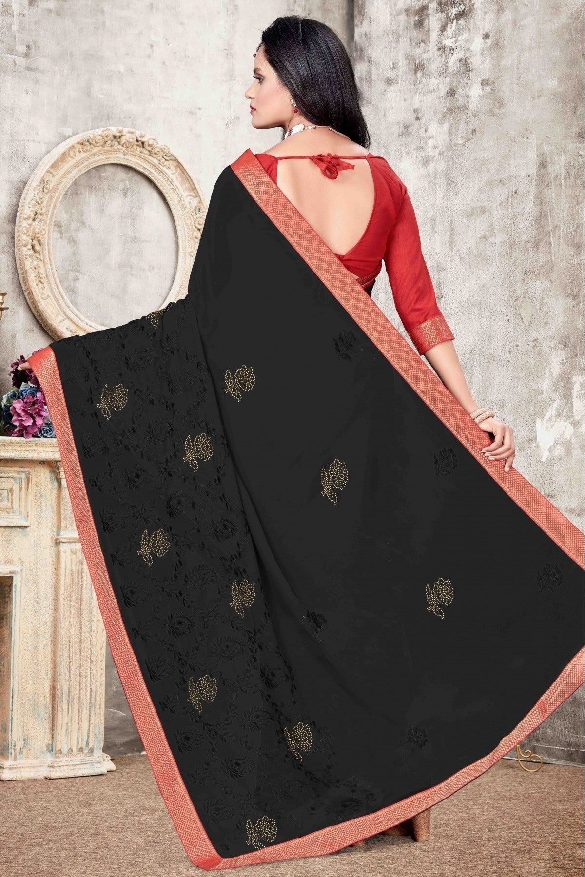 Black Colour Georgette Designer Saree SD1120689 A