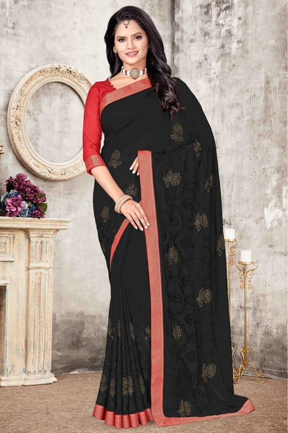 Black Colour Georgette Designer Saree SD1120689