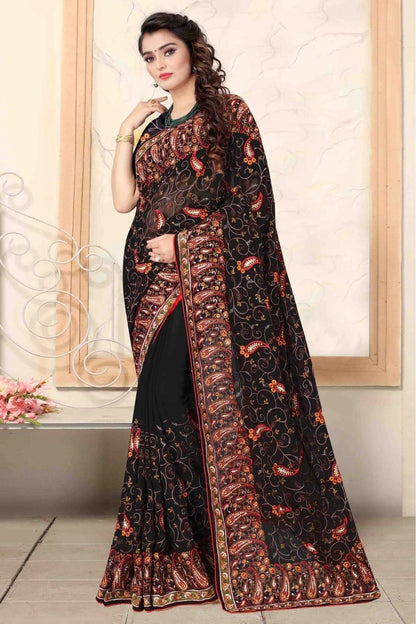 Black Colour Georgette Designer Saree SD1120725