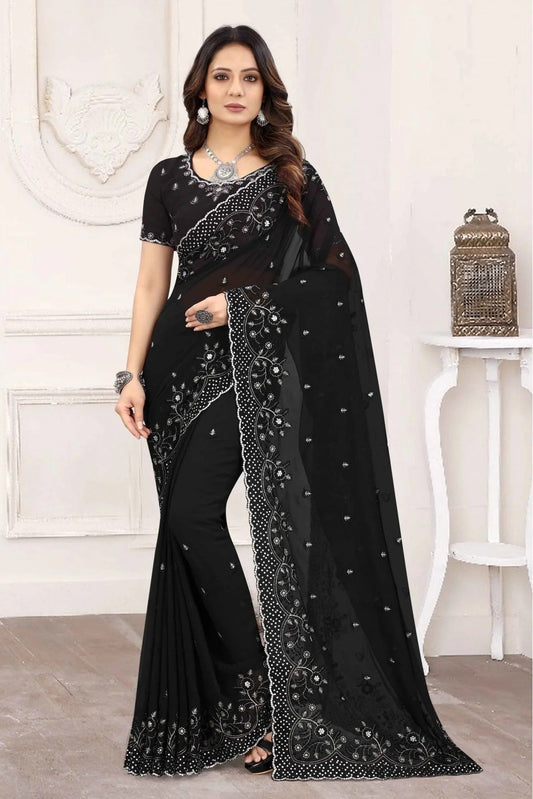 Black Colour Georgette Designer Saree SD1120850