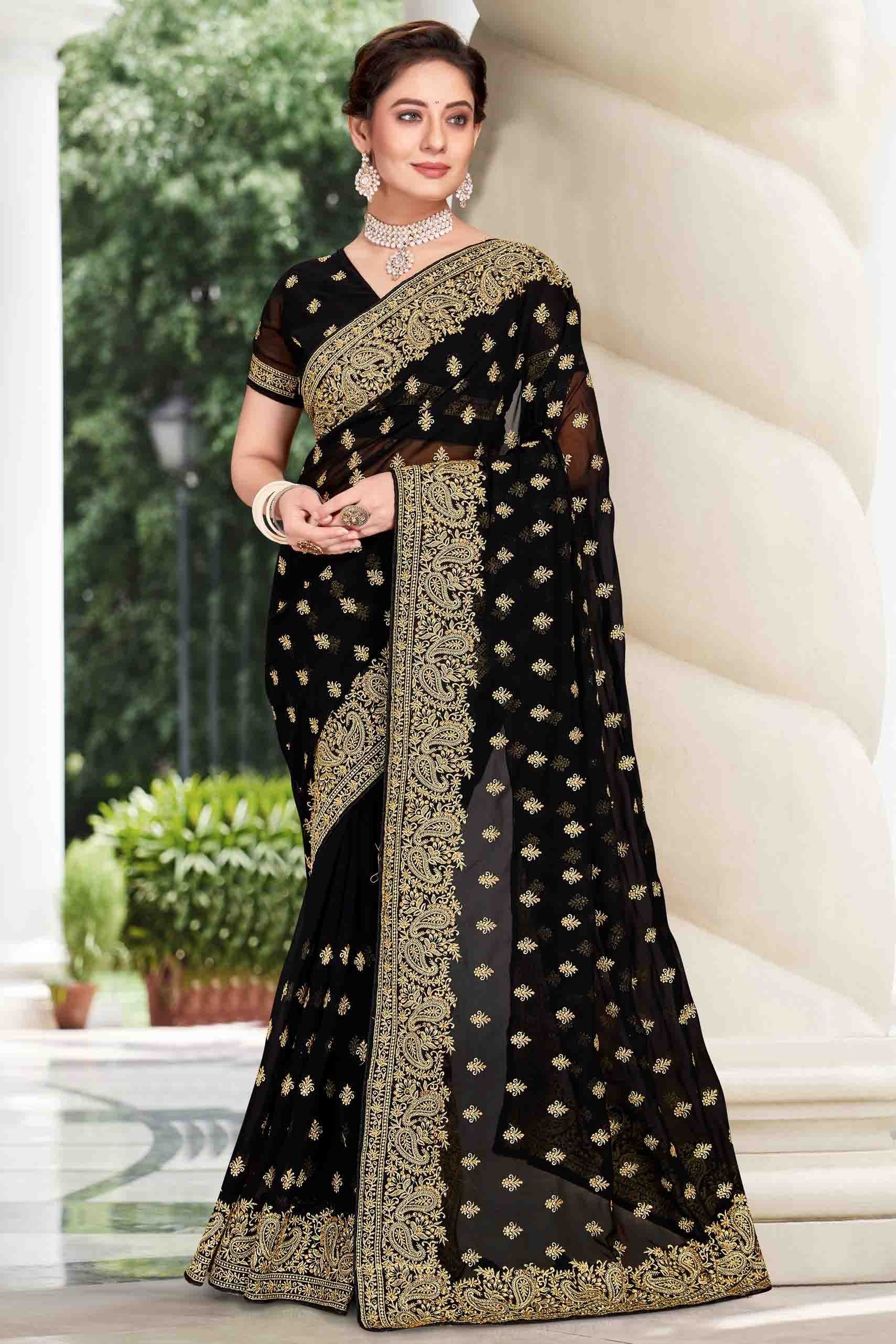 Black Colour Georgette Designer Saree SD1121127