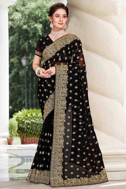 Black Colour Georgette Designer Saree SD1121127