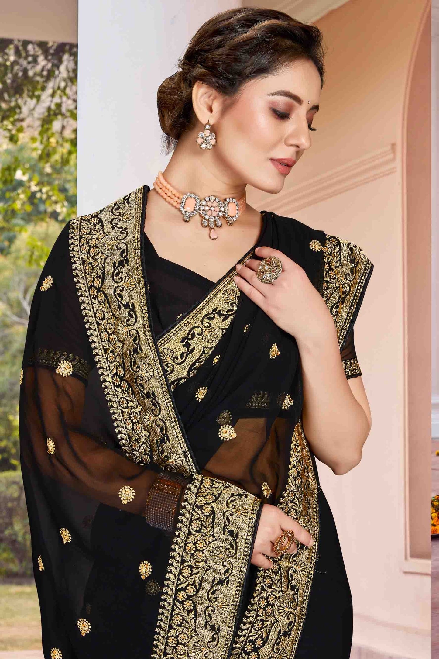 Black Colour Georgette Designer Saree SD1121137 A
