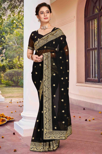 Black Colour Georgette Designer Saree SD1121137