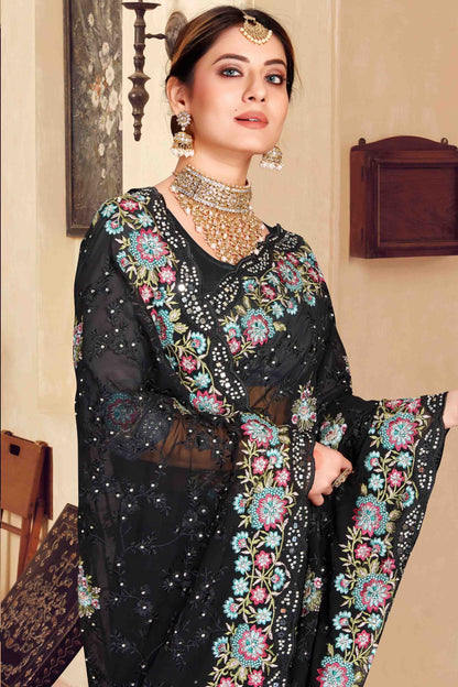 Black Colour Georgette Designer Saree SD1121147 A