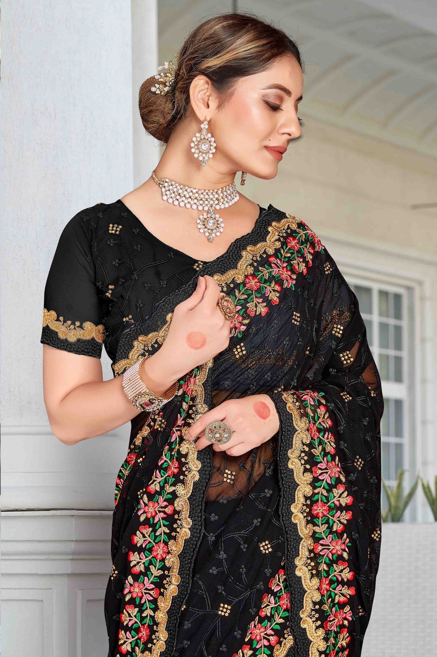 Black Colour Georgette Designer Saree SD1121157 A