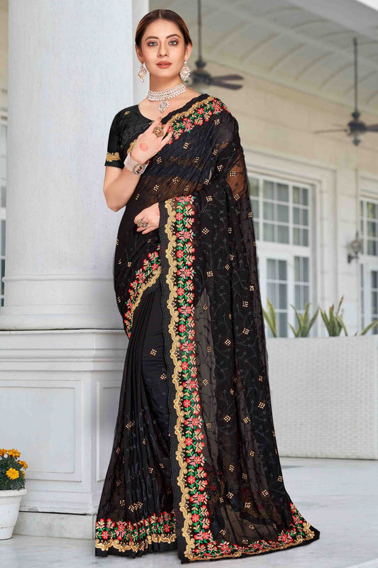 Black Colour Georgette Designer Saree SD1121157
