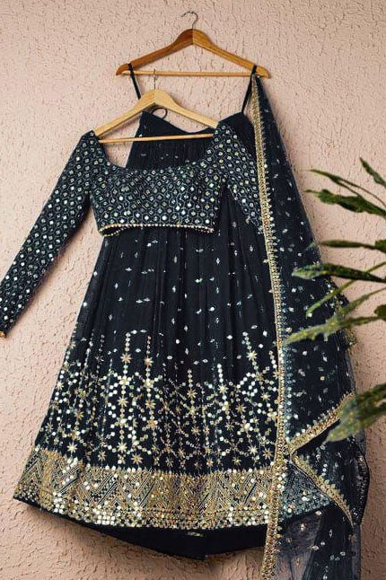 Black Colour Georgette Embroidery Lehenga Choli LC1020135