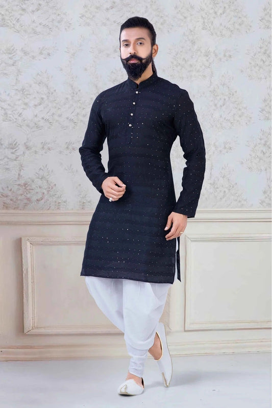 Black Colour Georgette Festival Wear Dhoti Kurta KP1130069