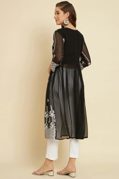 Black Colour Georgette Kurti KR1111041 A