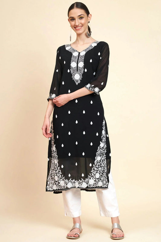 Black Colour Georgette Kurti KR1111051