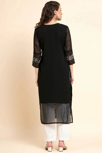 Black Colour Georgette Kurti KR1111060 A