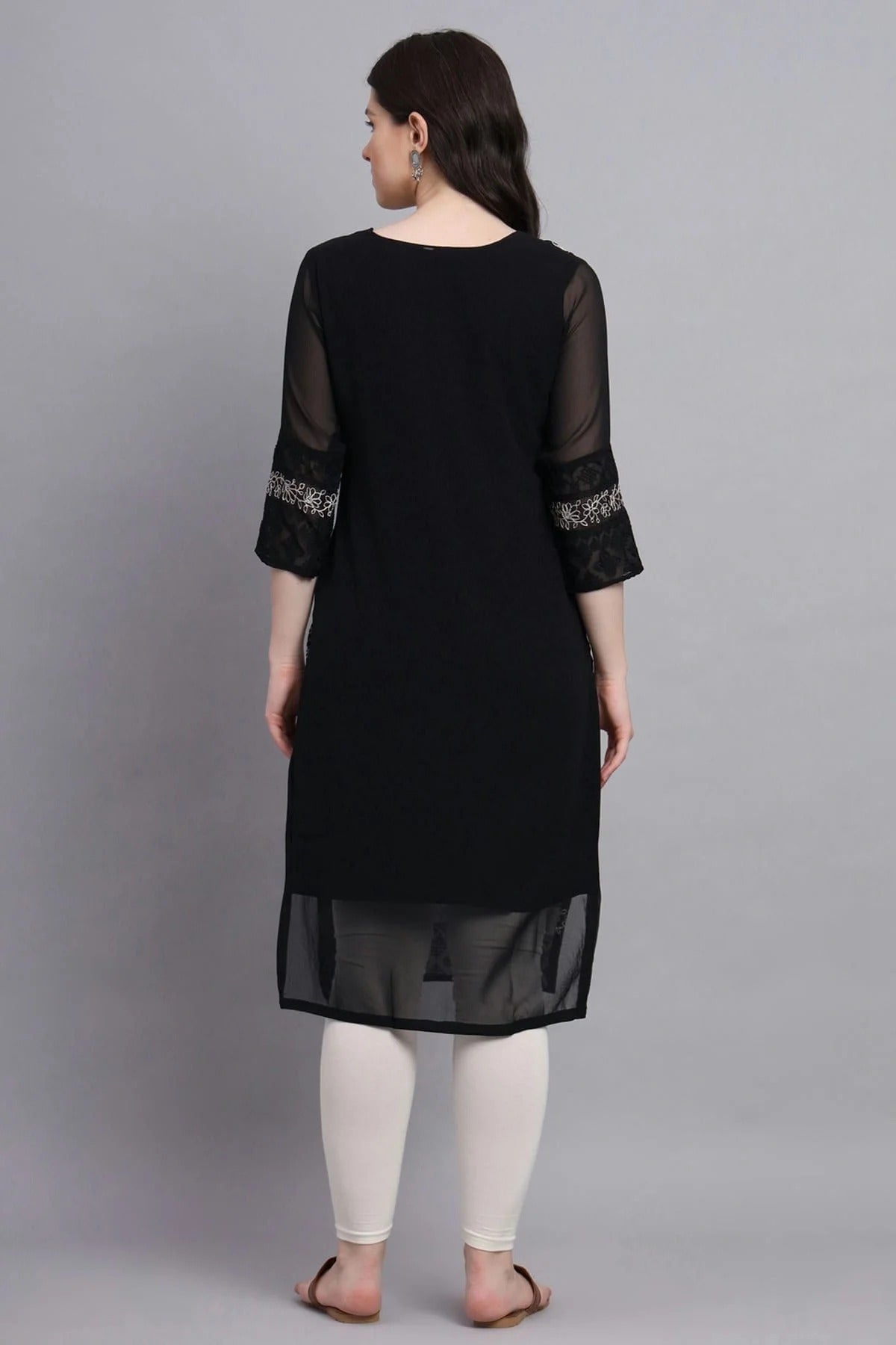 Black Colour Georgette Kurti KR1111164 A