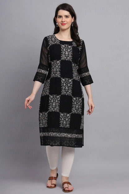 Black Colour Georgette Kurti KR1111164