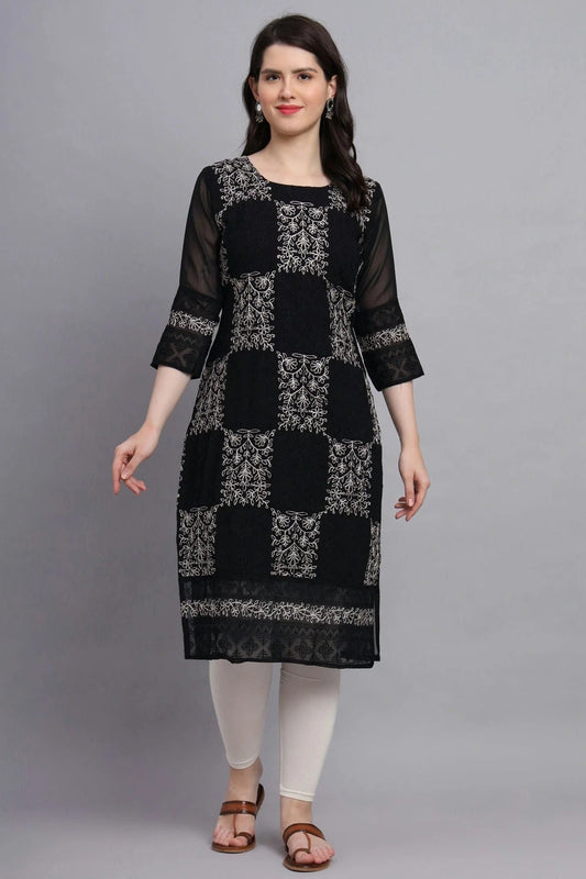 Black Colour Georgette Kurti KR1111164