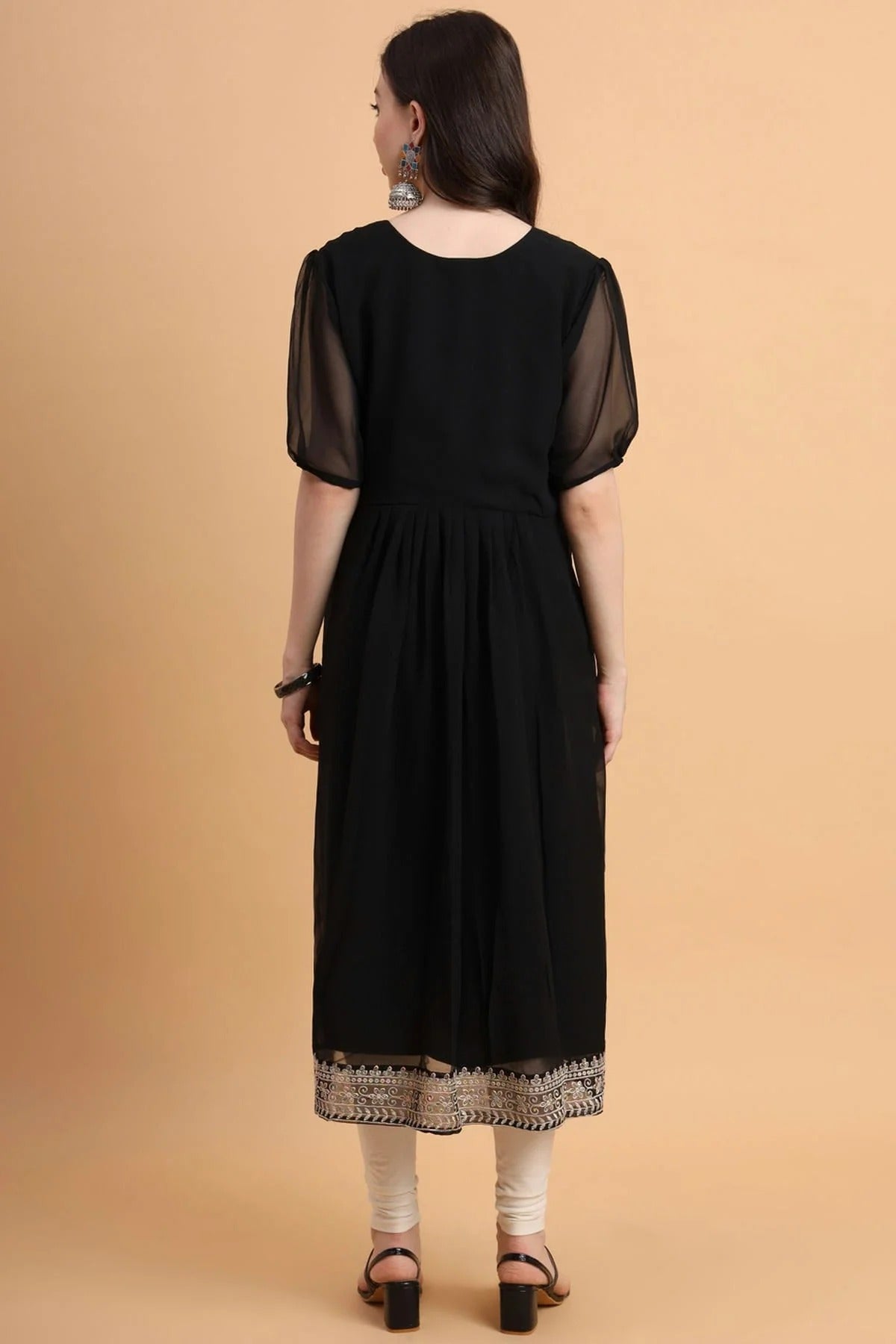 Black Colour Georgette Kurti KR1111170 A