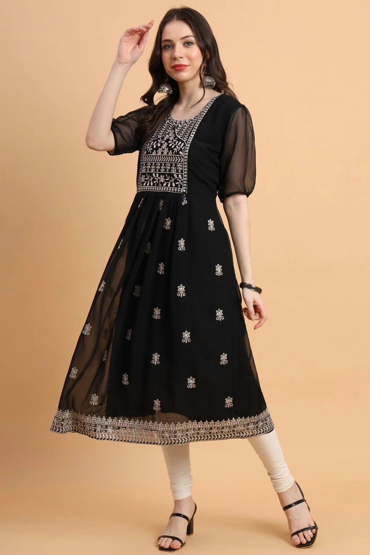 Black Colour Georgette Kurti KR1111170