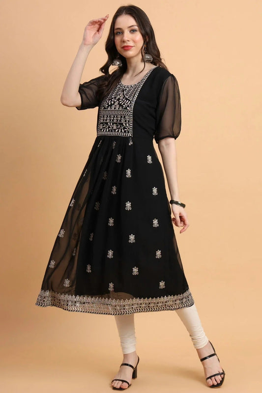 Black Colour Georgette Kurti KR1111170