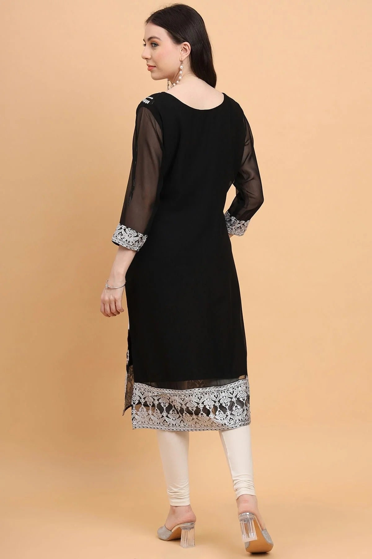 Black Colour Georgette Kurti KR1111184 A