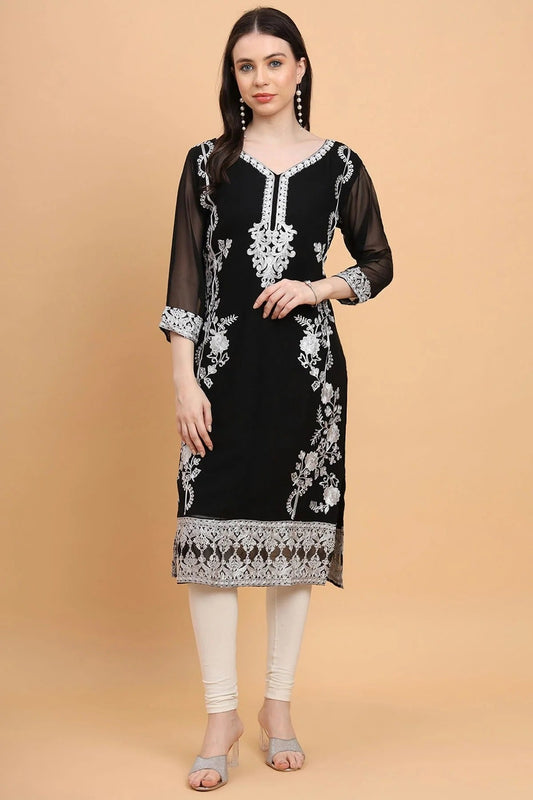 Black Colour Georgette Kurti KR1111184