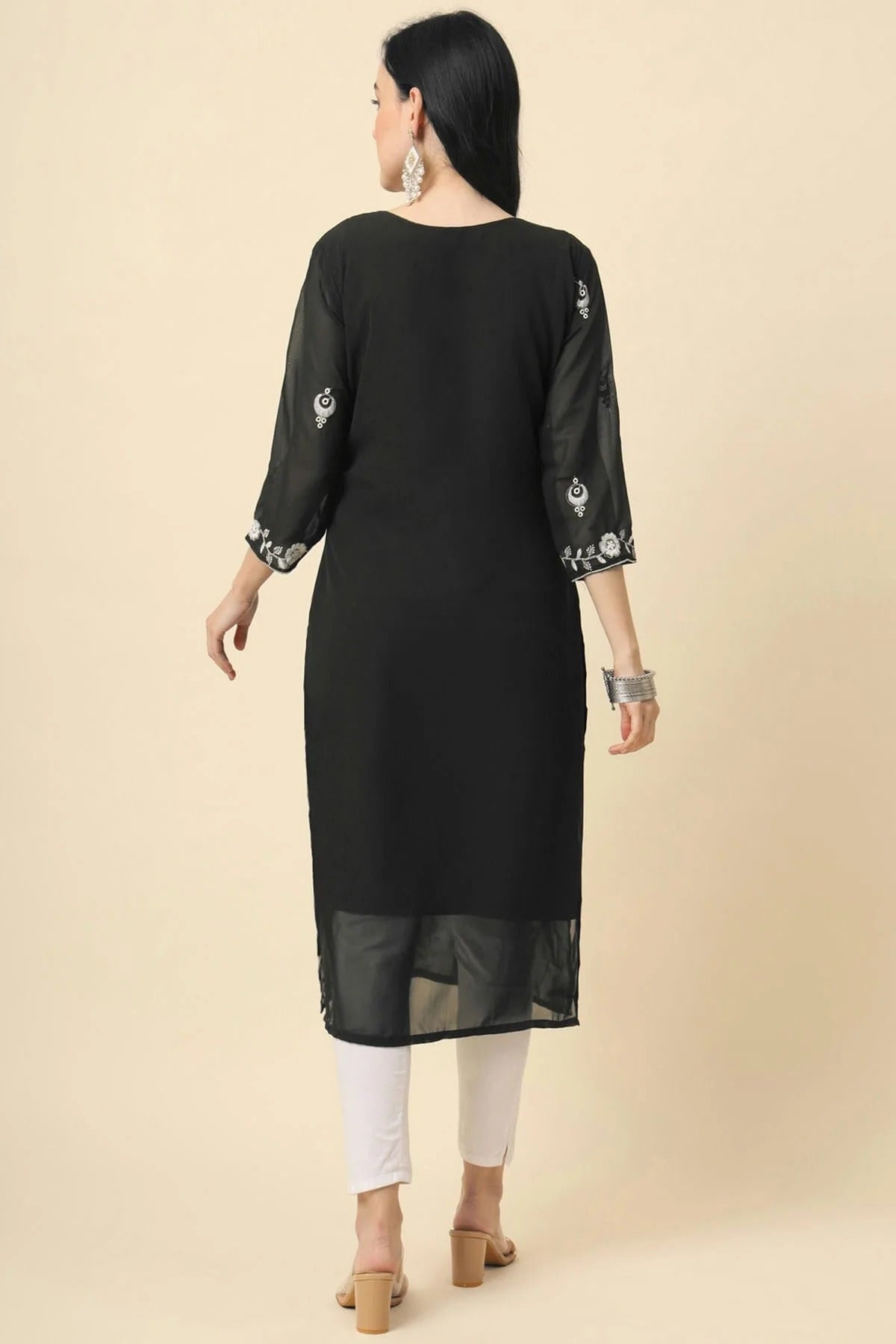 Black Colour Georgette Kurti KR1111187 A