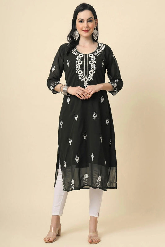 Black Colour Georgette Kurti KR1111187