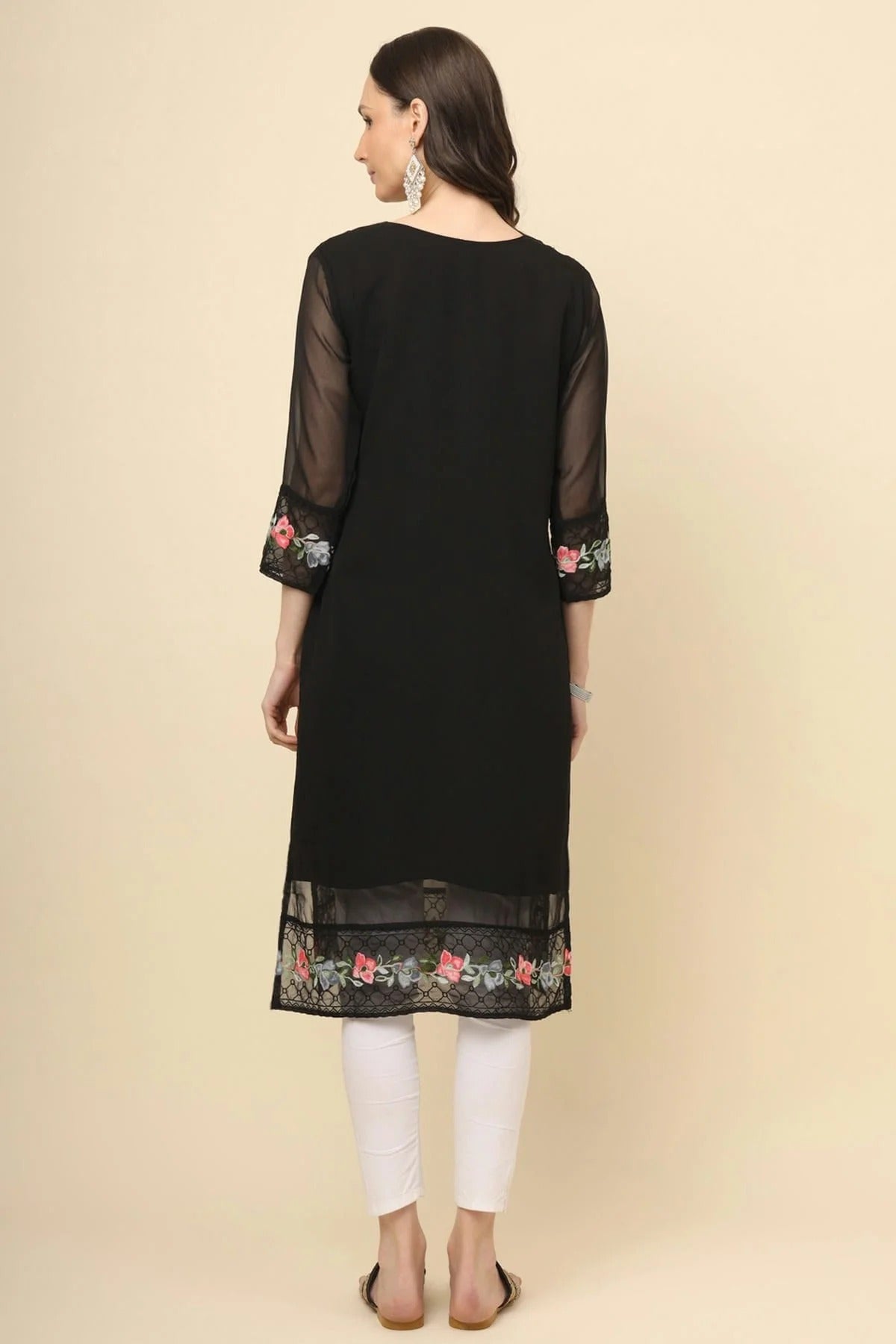 Black Colour Georgette Kurti KR1111190 A