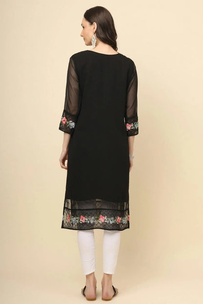 Black Colour Georgette Kurti KR1111190 A