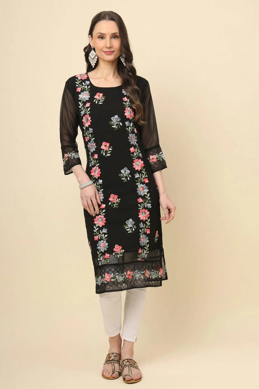 Black Colour Georgette Kurti KR1111190