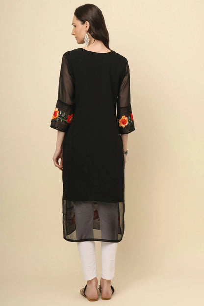 Black Colour Georgette Kurti KR1111204 A