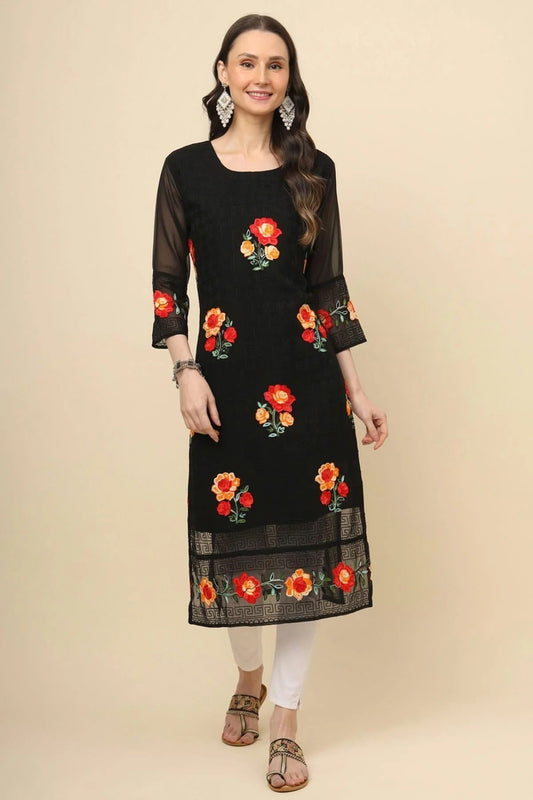 Black Colour Georgette Kurti KR1111204