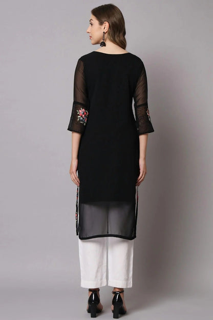 Black Colour Georgette Kurti KR1111209 A