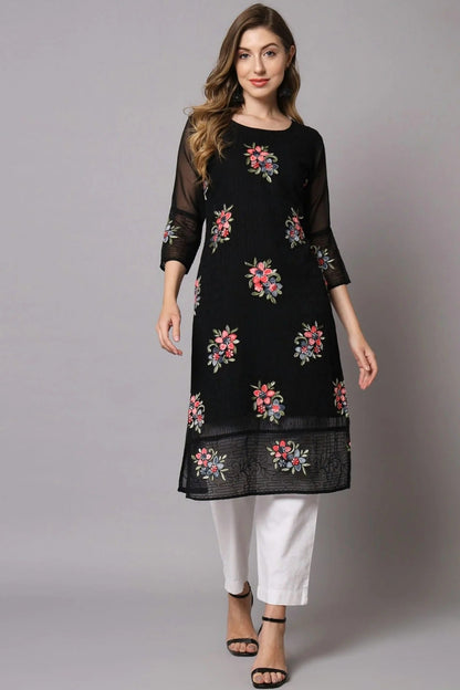 Black Colour Georgette Kurti KR1111209