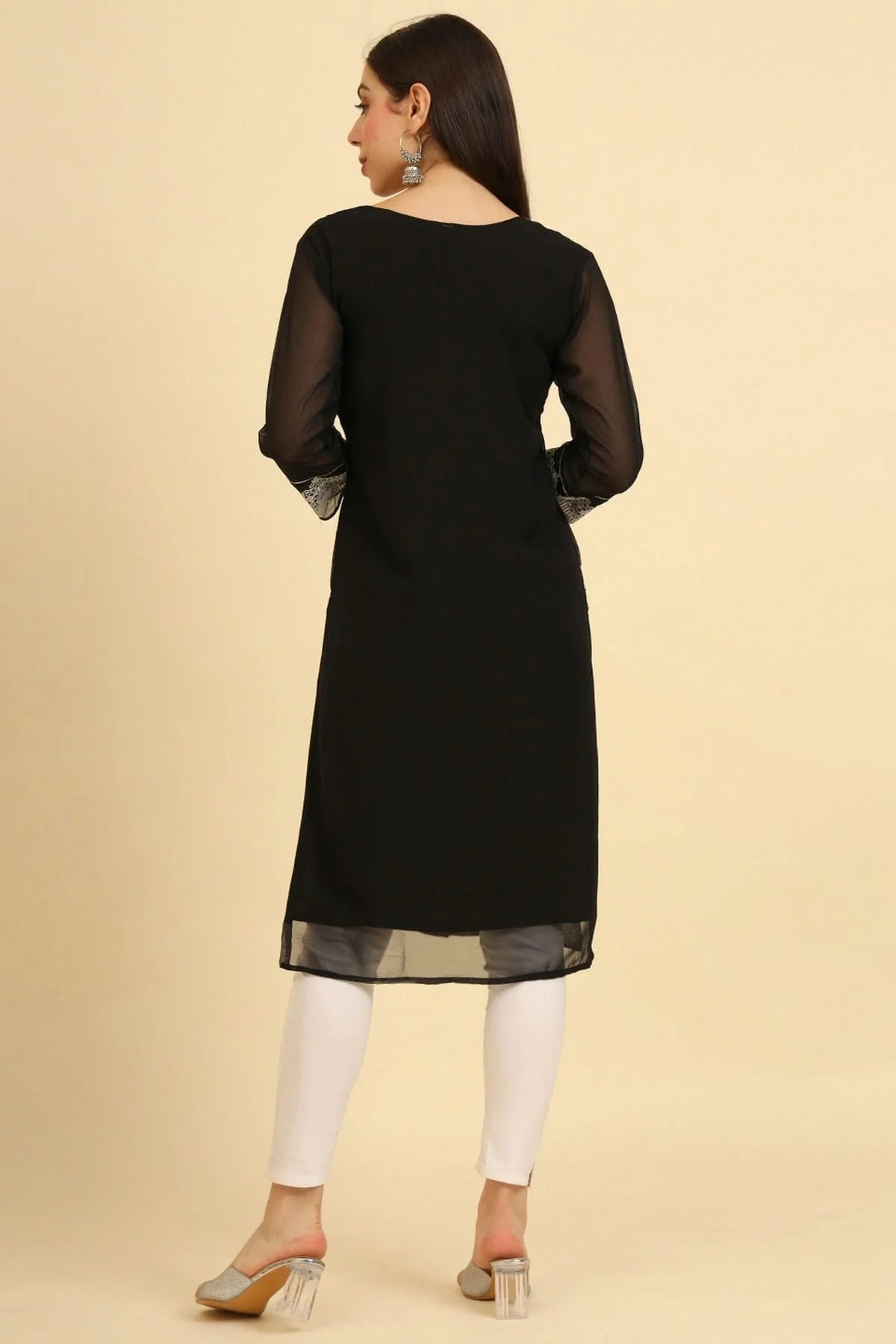 Black Colour Georgette Kurti KR1111224 A